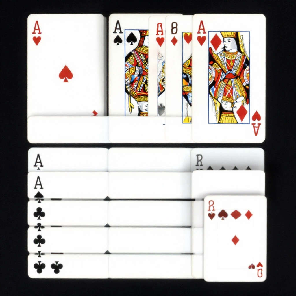 neat chart of poker card ranks from ace king queen to two with suits ordered spades largest hearts next diamonds then clubs dark elegant background precise hierarchy visualization