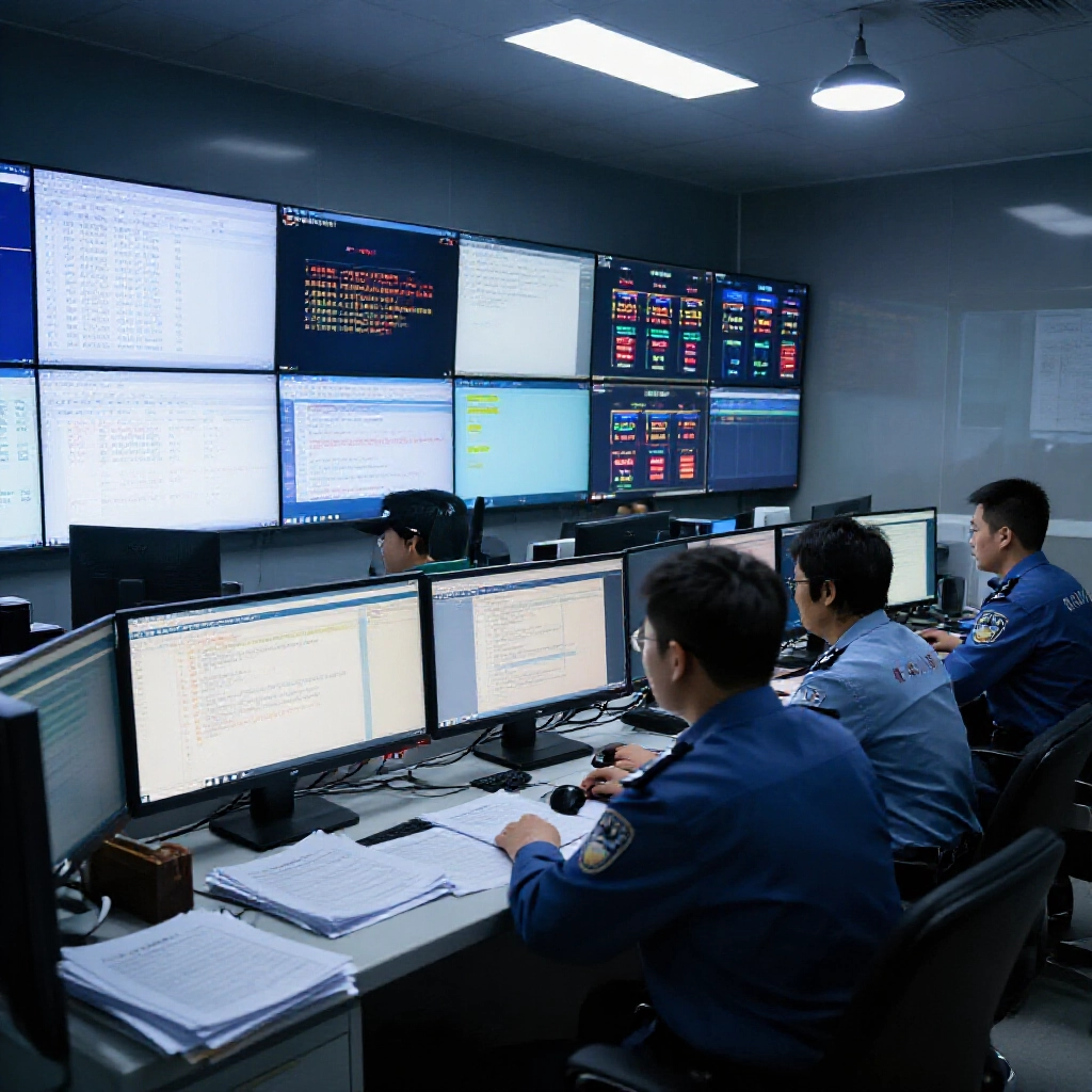 high tech police station room officers analyzing bank transfer logs chat screenshots and gambling app data on multiple screens with evidence folders dramatic spotlight lighting intense focus atmosphere