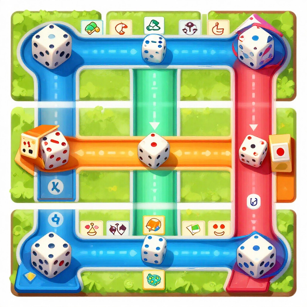 三種五骰遊戲插圖：吹牛的心理詐唬、十八仔的機率點數、Yahtzee的策略計分，用鮮豔顏色標示圖示
