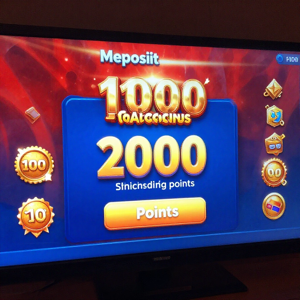 螢幕顯示1000存值加1000紅利總計2000點，旁邊有倍數徽章和遊戲類別圖示，充滿紅藍活力色調