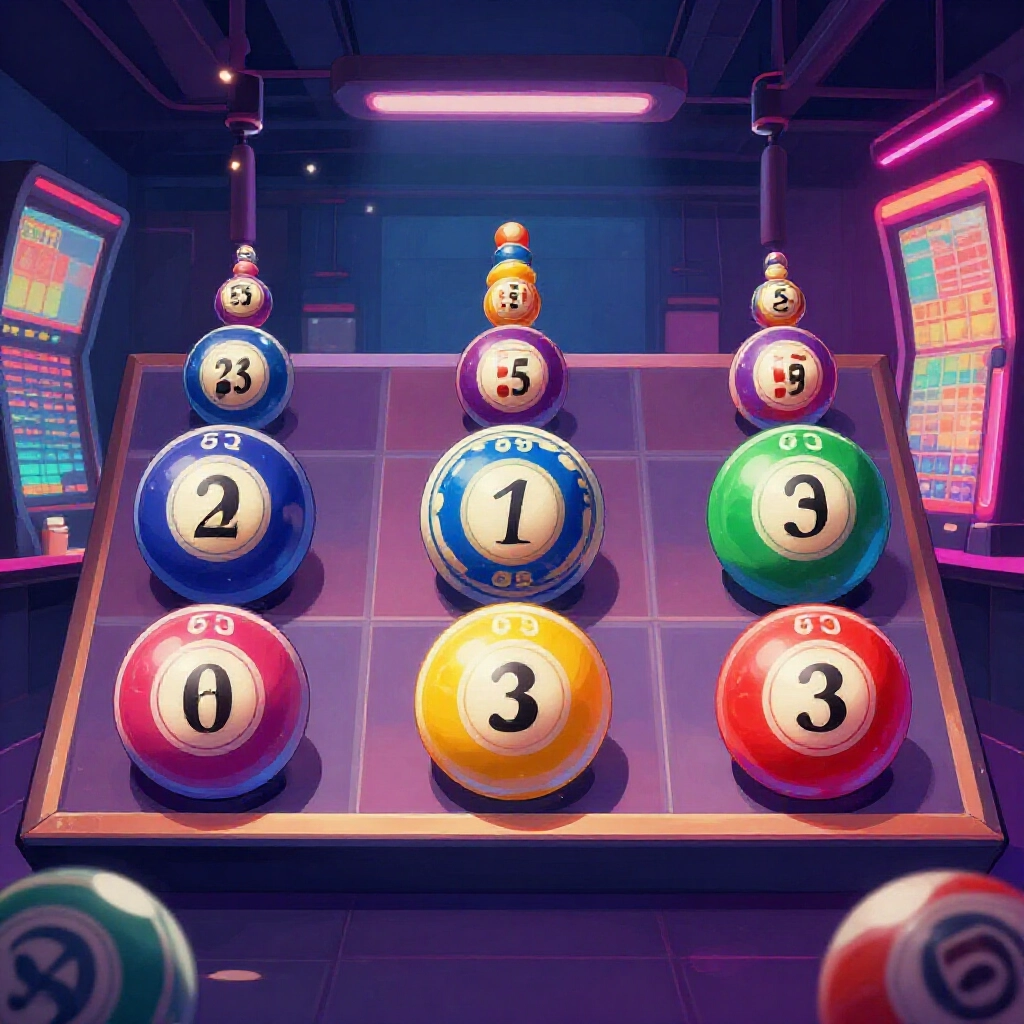 Taiwan 539 lottery balls sorted by size, highlighting tail digits for three combos in a neon-lit betting vibe
