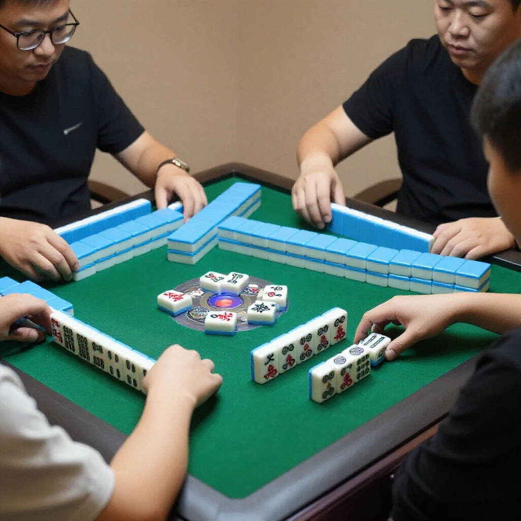 牌桌上的玩家熱絡互動，有人吃順子、碰刻子，還有人喊聽牌，氣氛緊張專注