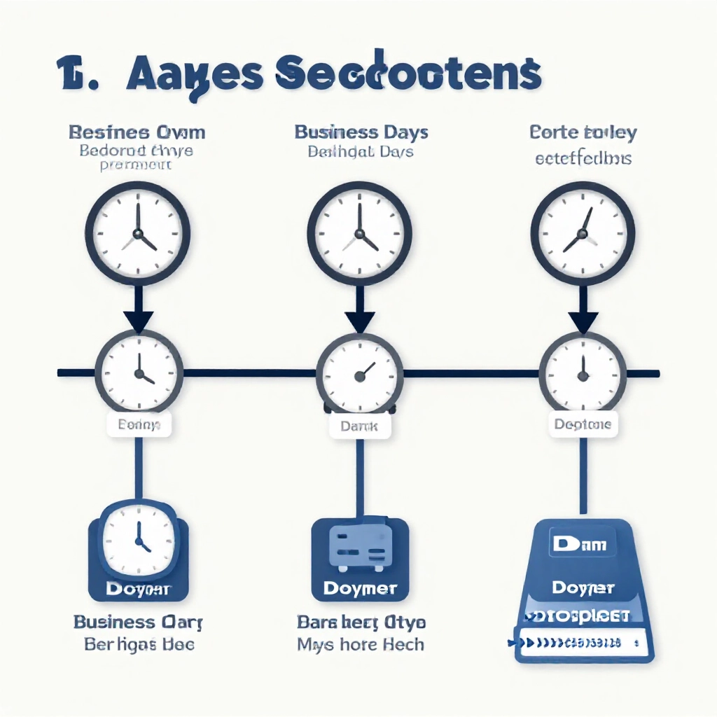 Timeline graphic of sports lottery payout process from race settlement to bank deposit with clock icons marking business days and holiday delays on clean infographic style background