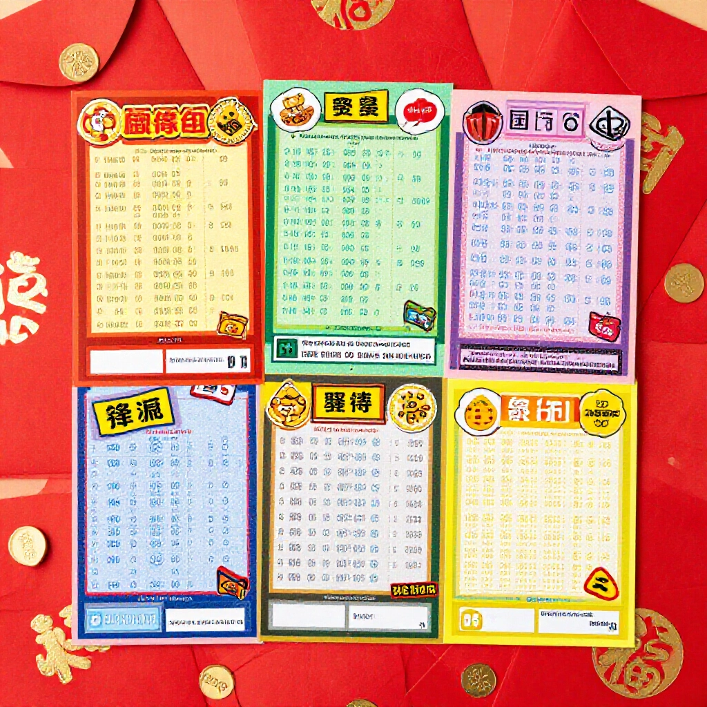 馬年限定刮刮樂特殊代碼彩色圖表，高額獎項警示，紅包喜氣背景
