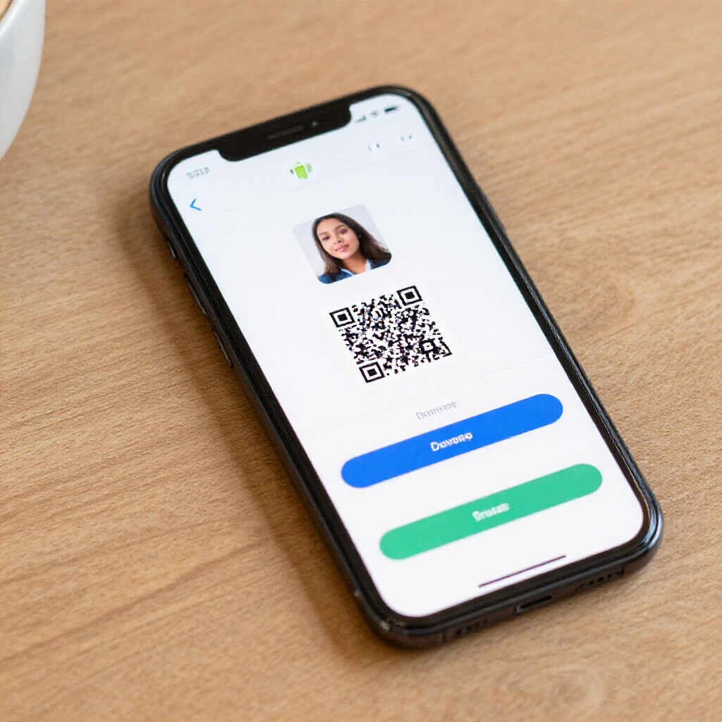 手機螢幕顯示亞博App下載流程,涵蓋iOS Android的QR掃描、安裝和信任步驟,介面乾淨好上手