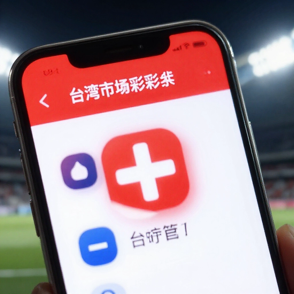 Closeup of Taiwan Sport Lottery app showing positive plus sign next to underdog team name in vibrant red color contrasted against strong team negative minus sign in blue under stadium floodlights