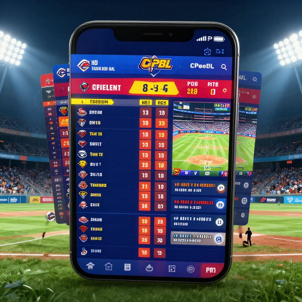 高解析行動螢幕擷取顯示活潑體育投注介面，包含 CPBL 中職即時滾球盤口與 HD 賽事直播，動態更新於球場燈光下