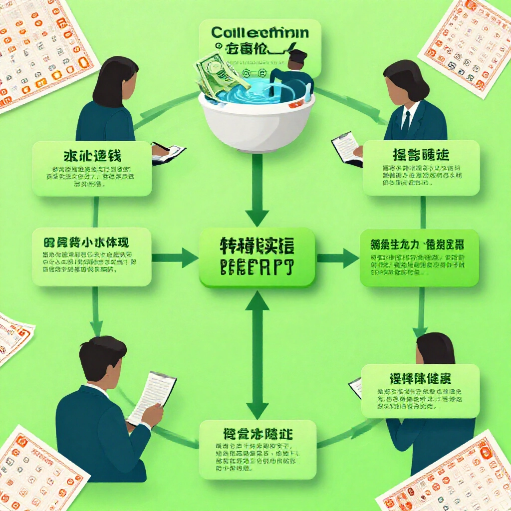 莊家桌收取投注水錢後箭頭回饋佣金至玩家錢包的流程圖，綠色調並散落台灣彩券