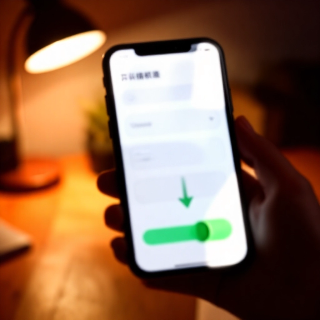 Android 設定選單開啟未知來源權限切換，步驟箭頭指引啟用，綠色光芒顯示已開啟，手持手機在溫暖檯燈下特寫