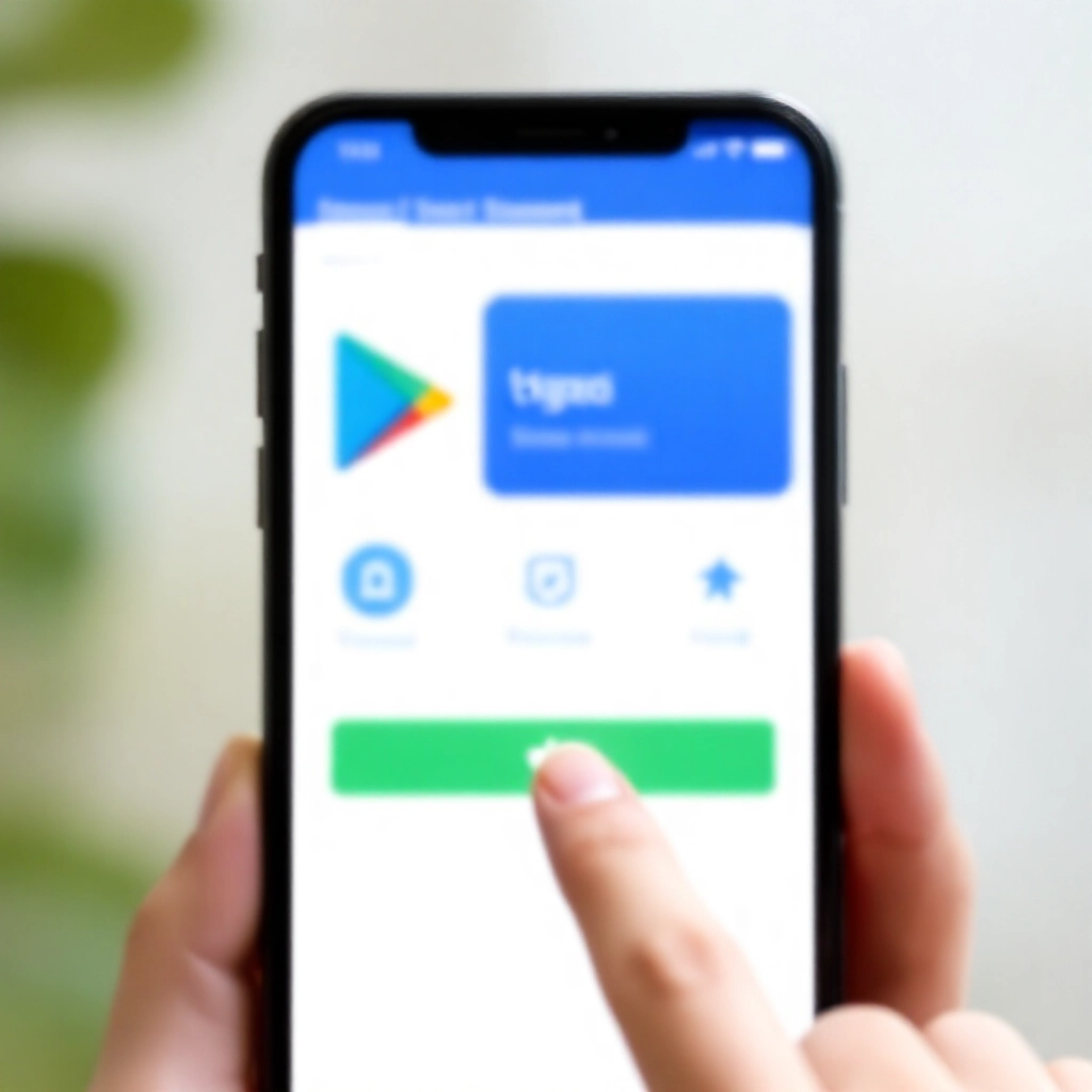 Google Play 商店第一銀行 LEO 數位帳戶 App 下載頁面，明亮日光燈光下手指點擊下載按鈕，周圍有信任標章與官方連結