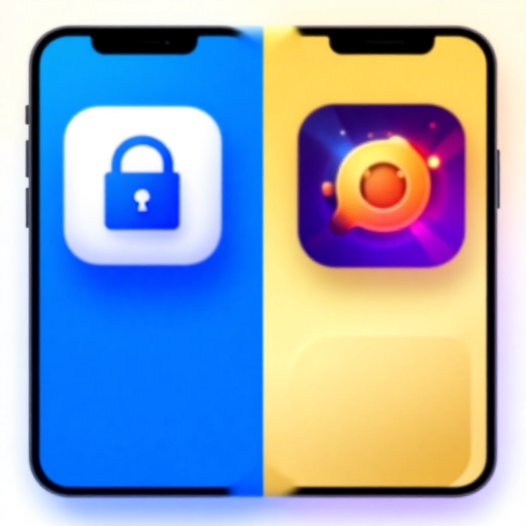 藍綠色銀行 LEO App 與紅金色娛樂 LEO App 圖示對比圖，左側安全金庫符號、右側賭場燈光效果，下方乾淨現代介面比較表