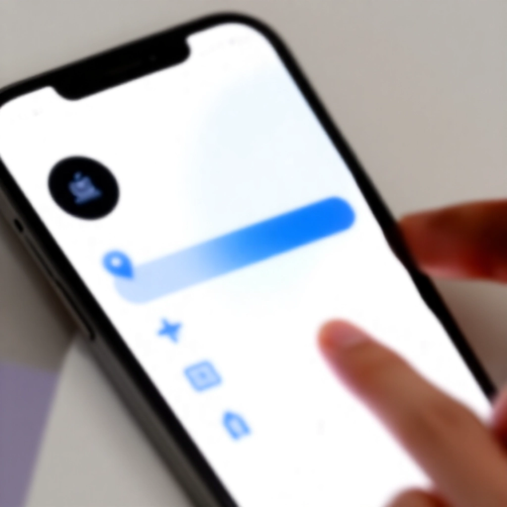 iPhone 螢幕特寫顯示 iOS 描述檔下載與信任開發者步驟，手指點選流程，乾淨白色 Apple 介面，精準圖示藍色重點，逐步流程柔和光暈細節 UI 元素