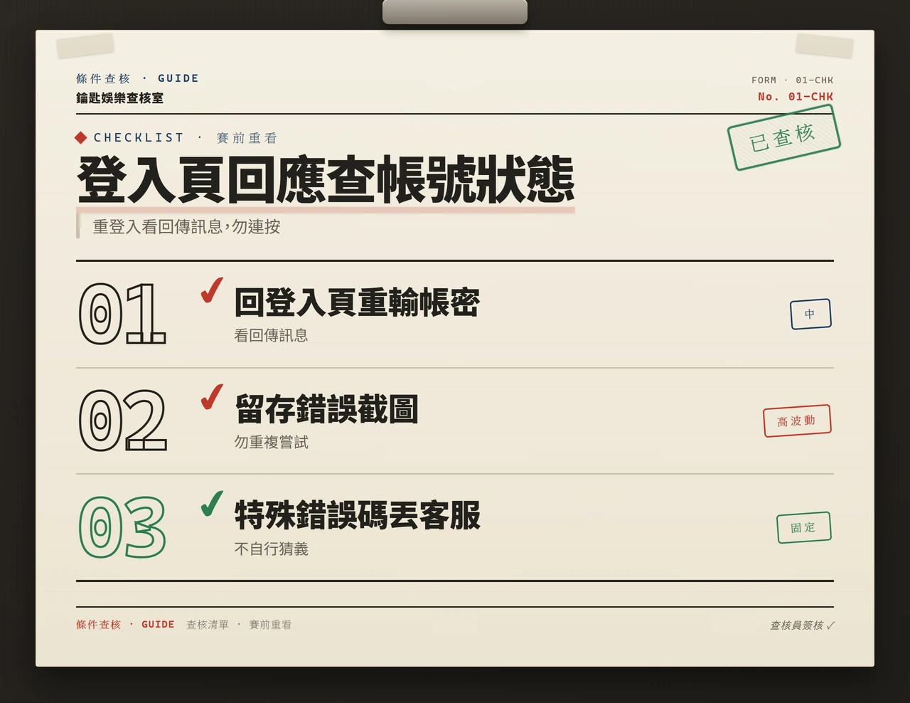 從登入頁回應判斷帳號狀態的檢查清單